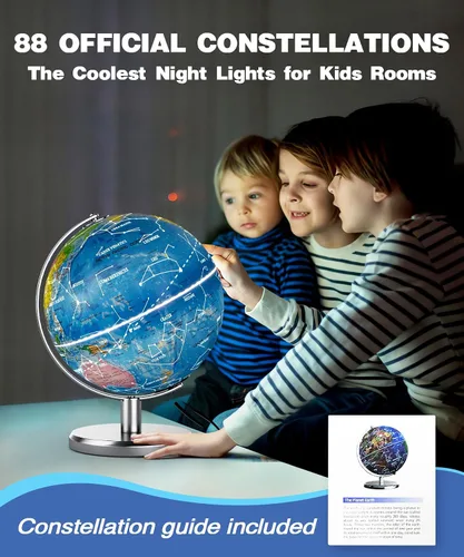 Miniatura 4 de Globo del mundo iluminado de 8 pulgadas con luz nocturna de constelación, globo educativo iluminado para niños y adultos, globos de aprendizaje
