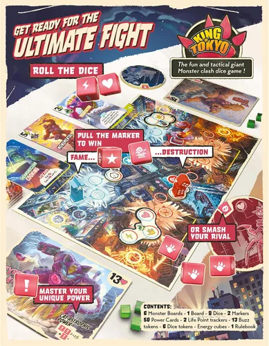 Miniatura 2 de IELLO: Rey de Tokio: Duelo - Juego de mesa para dos jugadores, juego de dados divertido y táctico de choque de monstruos gigantes, estrategia