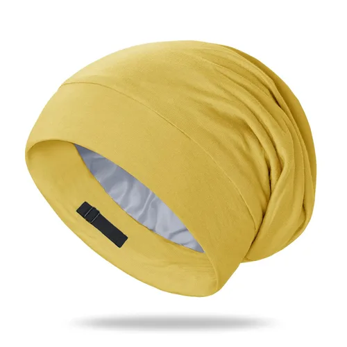 Miniatura 18 de OLESILK Gorro de seda para cabello rizado, gorro de seda para dormir, unisex, mediano, negro