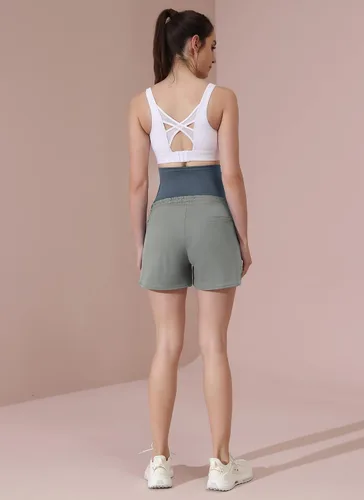 Miniatura 4 de Maacie Maternity Stretch Shorts Loose fit Drawstring Lounge Workout Shorts with Zip Pockets