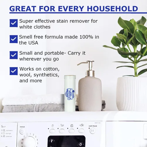 Miniatura 2 de Blanqueador sólido en un palo, solución concentrada y natural para quitar manchas para ropa blanca, tubo de blanqueo de bolsillo para manchas