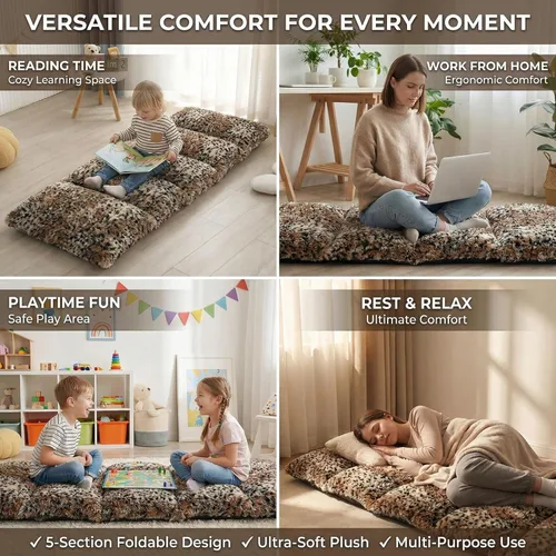 Miniatura 2 de Mengersi Almohadas de terciopelo para el suelo, funda de almohada de piel sintética con teñido anudado, tapete para dormir para niños, adolescentes