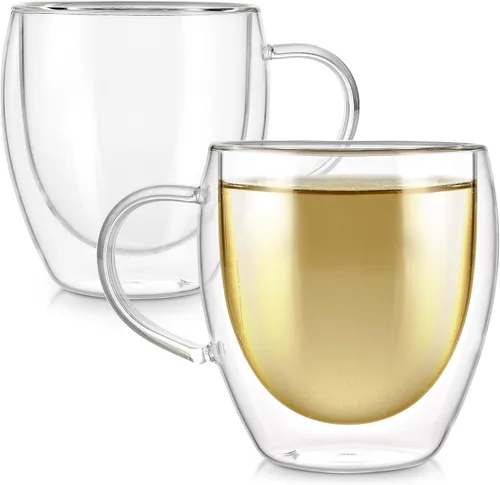 Miniatura 8 de Teabloom Vasos de doble pared – 8 oz / 8.5 fl oz – Juego de 4 vasos de vidrio aislados para té, café, espresso y más – Clarity Glasses