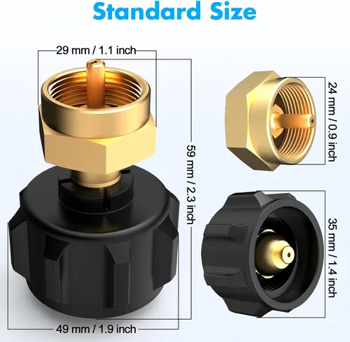 Miniatura 5 de Adaptador de Recarga de Propano para Tanques de 1 lb, Adaptador de Propano Llena 1lb desde 20lb, Acoplador de Tanque de Cilindro de Gas LP