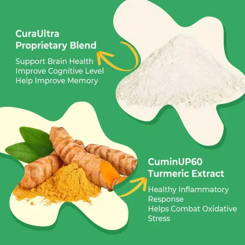 Miniatura 2 de Óxido de magnesio y glicinato extra fuerte, suplemento de magnesio de alta absorción con vitamina, cúrcuma, curaUltra para memoria, enfoque