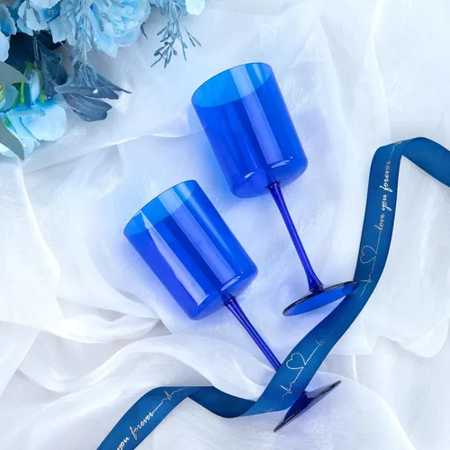 Miniatura 7 de Ciaell Paquete de 6 copas de vino de plástico azules de 10 onzas con tallo – Copas de vino desechables para fiestas, bodas, piscina, aire libre