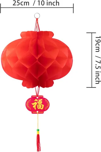 Miniatura 2 de Favide 20 linternas chinas de papel rojo de 10 pulgadas para decoración de Año Nuevo, Festival de Primavera, boda y restaurante