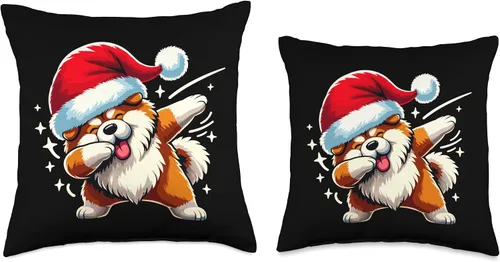 Miniatura 3 de Xmas Chow Chow Gifts Chow Dog Christmas Dab Pose Santa Hat Xmas Throw Pillow, 16x16, Multicolor