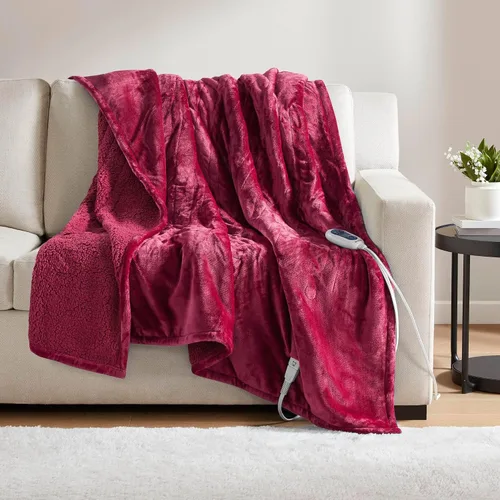 Miniatura 14 de Beautyrest Manta térmica, manta eléctrica, suave, cálida y reversible, manta térmica Sherpa para oficina, sofá, 3 ajustes de calor, apagado