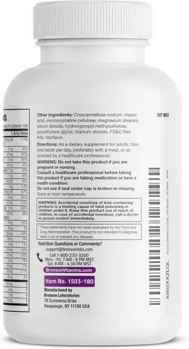 Miniatura 6 de Bronson ONE Daily Multivitamínico Completo Multimineral para Mujeres Una Vez al Día Multi para Mujeres Activas, 180 Tabletas