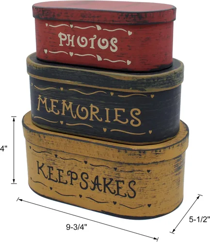 Miniatura 5 de CVHOMEDECO. Primitives - Fotos ovaladas antiguas, recuerdos, cajas de cartón nido, grandes 9-3/4 x 5-1/2 x 4 pulgadas, juego de 3.
