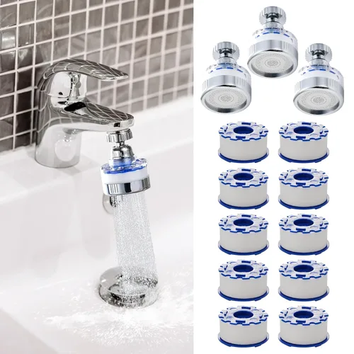 Miniatura 12 de Juego de 8 grifos de filtro de agua para fregadero, filtro giratorio de 360°, filtro de agua para fregadero de cocina, elimina fluoruro de cloro