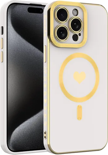 Miniatura 10 de Magsafe - Funda magnética para iPhone 13 Pro Max, cubierta de lujo chapada en forma de corazón, compatible con Magsafe para mujeres y niñas con Azul