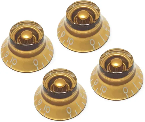 Miniatura 7 de Pomos de campana para sombrero de copa ámbar compatibles con guitarra eléctrica Gibson Les Paul (juego de 4) se adapta a 24 macetas de eje dividido