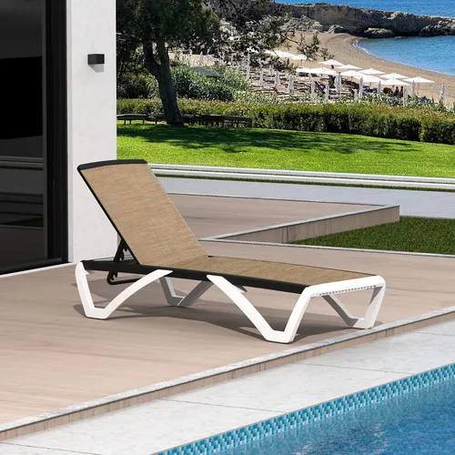 Miniatura 7 de Domi - Tumbona de aluminio para exteriores con respaldo ajustable, para playa, patio, balcón, piscina (1 silla marrón)