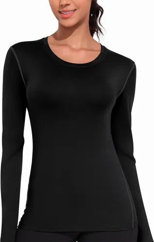 Miniatura 2 de WANAYOU Paquete de 2 a 3 camisetas de compresión para mujer, manga larga, ajuste seco, camiseta interior transpirable, capa base atlética para correr
