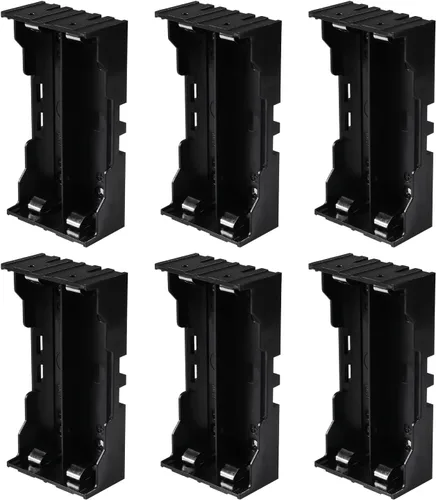 6 unids 18650 caja de batería titular 2 ranuras x 3.7 V 18650 caja de almacenamiento de batería, en paralelo negro baterías clip caja con pin para