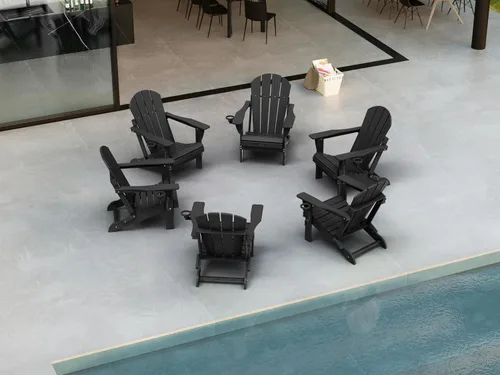 Miniatura 28 de Ciokea Silla Adirondack plegable con textura de madera, silla Adirondack para patio, resistente a la intemperie, silla de plástico para hoguera
