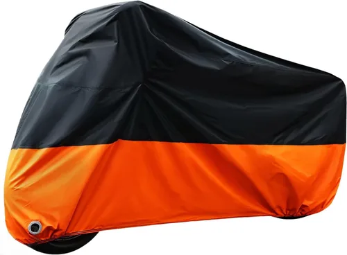 Miniatura 10 de Funda impermeable para motocicleta para exteriores, con agujeros de bloqueo y bolsa de almacenamiento para hasta 104 pulgadas, Yamaha, Honda, Harley