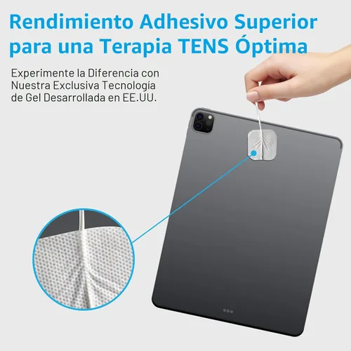 Miniatura 6 de DOMAS Paquete de 24 almohadillas TENS de 2 x 2 y 2 x 4 con soporte para almohadilla, para TENS 7000, 30 usos, sin látex, almohadillas de repuesto