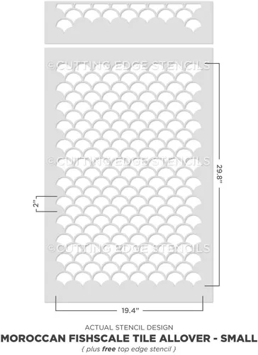 Miniatura 3 de Plantilla de azulejos marroquíes con escala de pescado, plantillas de azulejos marroquíes para pintar paredes, plantillas de azulejos reutilizables