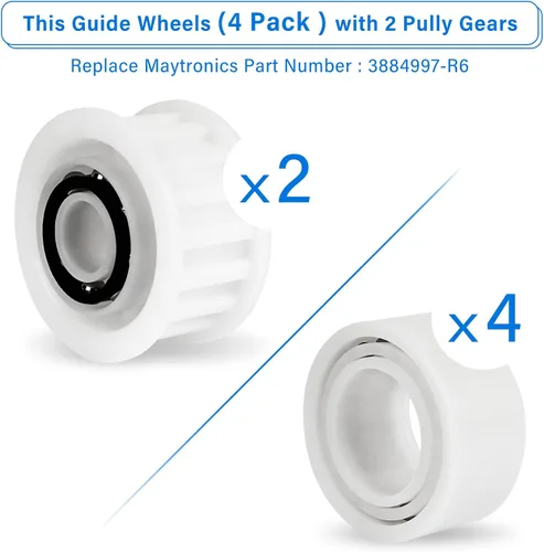 Miniatura 2 de Piezas de repuesto robóticas automáticas para limpiador de piscinas, ruedas guía paquete de 4 con 2 engranajes de polea 3884997-R6 para Maytronics