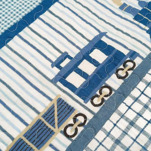 Miniatura 2 de ABREEZE Colcha de colcha para niños, niñas y niños, regalo de cama 100% algodón natural, 43 x 51 pulgadas, tren azul