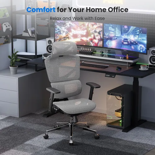 Miniatura 9 de OdinLake L1 Ergo Upgrade 518 - Silla de oficina ergonómica de malla gris – Grande y alta, 350 libras, soporte lumbar ajustable, profundidad