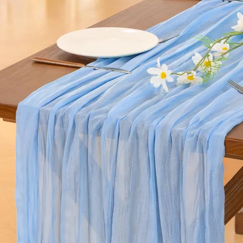 Miniatura 9 de Socomi - 10 caminos de mesa de gasa, estilo bohemio y rústico, para primavera, Pascua, bodas, fiestas, baby showers, cumpleaños y decoración, 120