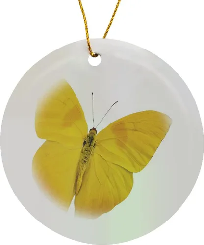 Miniatura 8 de 3dRose orn_33264_1 Adorno colgante decorativo de copos de nieve de mariposa amarilla, porcelana, 3 pulgadas