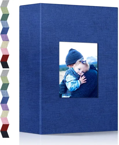 Miniatura 44 de Álbum de fotos popotop 4x6 - 100 fotos, libros de fotos con 100 bolsillos verticales, álbumes con cubierta de lino para fotos familiares, de boda