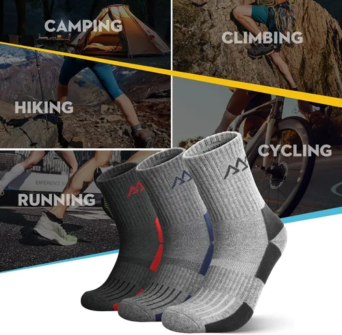 Miniatura 22 de innotree 3 Pack Men's Merino Wool Hiking Socks, Micro Crew Cushioned Hiking Walking Thermal Moisture Wicking Trekking Socks