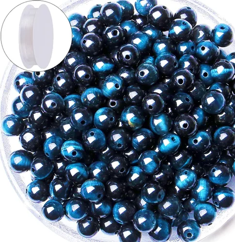 Miniatura 22 de QINJIEJIE 105 piezas de cuentas de piedra de 7 chakras de 8 mm, cuentas naturales redondas sueltas de gemas para pulseras, cuentas de cristal