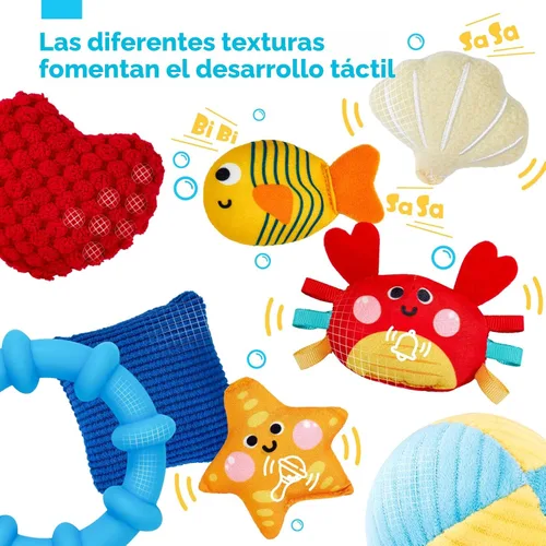 Miniatura 4 de hahaland Juguetes para bebés de 0 a 6 meses – Juguetes para asiento de automóvil, juguete de pulpo con cuerdas de tracción, chirriante, sonajero