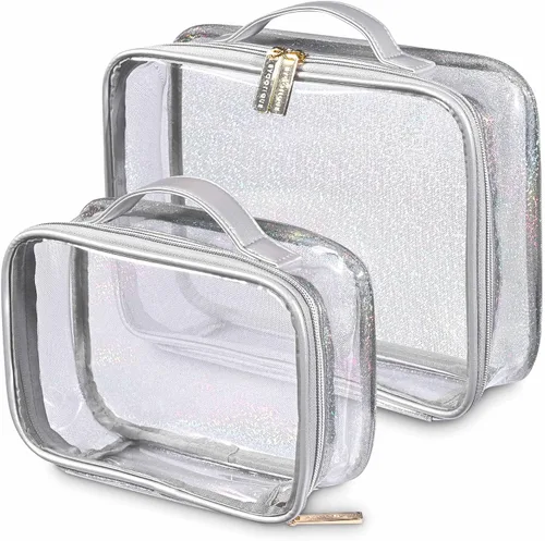 Miniatura 13 de BYOOTIQUE AW 420D - Neceser de viaje de nailon transparente, portátil, ligero, transparente, organizador de almacenamiento de cosméticos, piscina