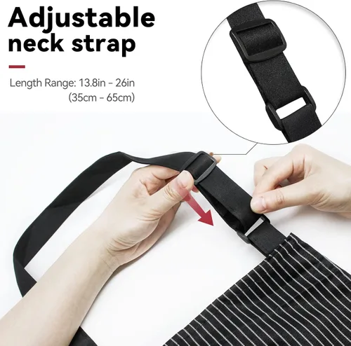 Miniatura 4 de NLUS Paquete de 2 delantales de cocina de cocina, delantal de chef ajustable suave con 2 bolsillos para hombres y mujeres