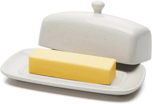 Miniatura 7 de Sweese - Mantequilla de porcelana con tapa, soporte de mantequilla de 7.8 pulgadas con cubierta de asa, recipiente de mantequilla perfecto para Rojo