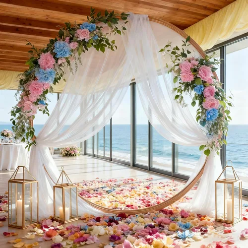 Miniatura 4 de Tela drapeada para arco de boda de 28 x 19 pies, telón de fondo de tela de gasa transparente, 2 paneles de cortinas blancas para decoración