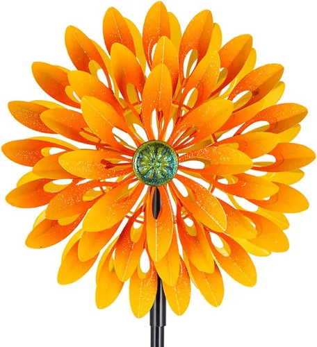 Miniatura 19 de VEWOGARDEN - Molinillo de viento grande de 20" de diámetro, escultura de viento giratoria de metal para exteriores - Arte de jardín, captadores