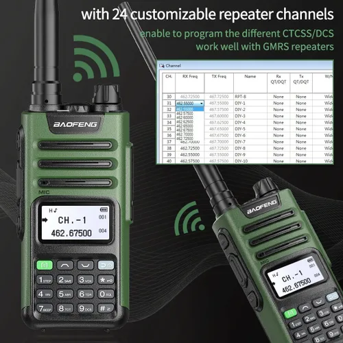 Miniatura 4 de BAOFENG Radio GMRS Portátil de Largo Alcance GM-15 Pro 8W Walkie Talkie con Auricular, Receptor de Clima NOAA, Repetidor GMRS Recargable, Radio