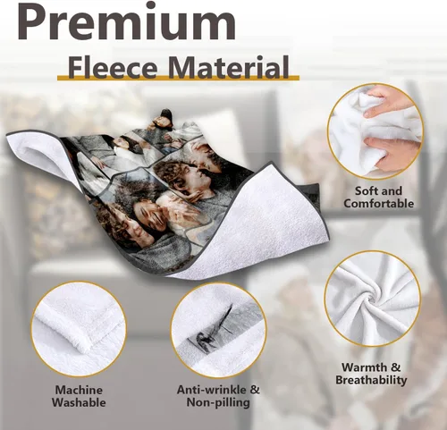 Miniatura 5 de ICELIETE Manta personalizada con texto en imagen, manta de forro polar personalizada con foto para regalos para parejas, mantas personalizadas y 08