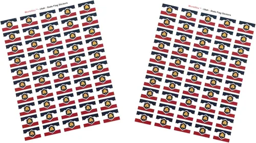 Miniatura 171 de 100 calcomanías de la bandera de Alaska; 1.5" x 1" hechas en Estados Unidos, calcomanías autoadhesivas de la bandera del estado para álbumes