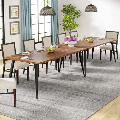 Miniatura 4 de Tribesigns Mesa de comedor grande de 70.9 pulgadas para 6 a 8, muebles de mesa de cocina industrial con patas de metal, moderna mesa rectangular