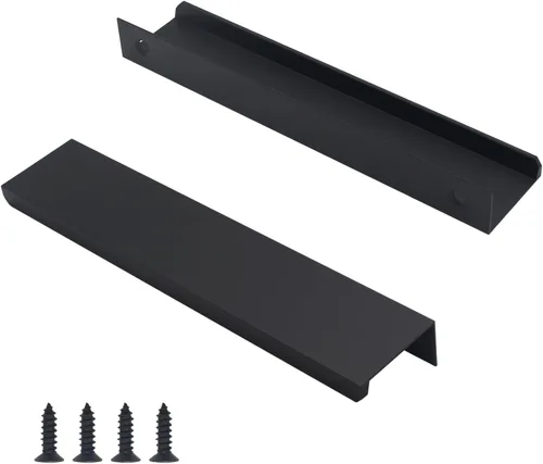 Miniatura 8 de Paquete de 5 tiradores de gabinete negros tiradores de borde de dedo modernos para gabinetes de 5.9 pulgadas/150 mm de longitud, tiradores de cajón