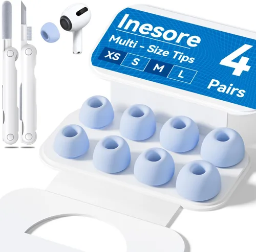 Miniatura 12 de 4 pares de almohadillas transparentes de repuesto para AirPods Pro de 2ª/1ª generación con caja de almacenamiento portátil y bolígrafo limpiador
