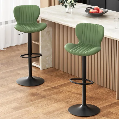 Miniatura 20 de JAMFLY Juego de 2 taburetes de bar, taburetes de bar ajustables de cuero, taburetes de bar modernos, sillas de isla juego de 2 para cocina