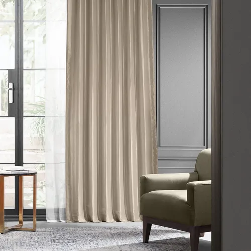 Miniatura 2 de HPD Half Price Drapes - Cortinas opacas para dormitorio y sala de estar - Cortina opaca de tafetán de seda sintética 127 x 213 cm (1 panel), Beige