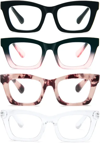 Miniatura 9 de Gafas de lectura para mujer, estilo Oprah, de gran tamaño, con bisagra de resorte cuadrada, lentes de bloqueo de luz azul