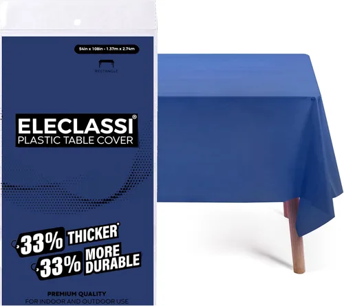 Miniatura 15 de Eleclassi Negro Paquete de 12 Manteles Redondos de Plástico Desechables Premium - Manteles de Mesa de Plástico Redondos de 84 Pulgadas para Fiestas