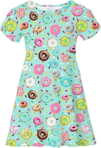 Miniatura 10 de Vestidos para niñas con estampado lindo, de manga corta, vestidos casuales de verano para niñas de 4 a 10 años